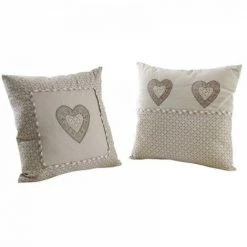 JARDIBRICODECO Coussin Coeur En Coton Et Lin