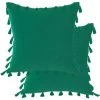 TOPFINEL Lot De 2 Housse Coussin 40x40 Vert Foncé En Velours à Frange Housses De Coussins Decoration Canapé,Salon,Chambre