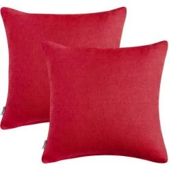 TOPFINEL Lot 2 Housse De Coussin Rouge 30x30 Cm Pour Salon Canapé En Chenille Doux Décor Chambre