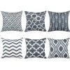 TOPFINEL 6pcs Housse Coussin 40x40cm En Toile Decoratif Canapes Coussins Géométrique Pour Salon Chambre Bureau,Gris Séries