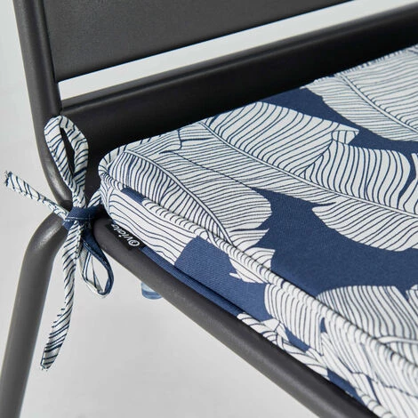 OVIALA Lot De 4 Galettes De Chaise Polyester Abaca Bleu 40x40x3 Cm - Bleu 4 OVIALA Lot De 4 Galettes De Chaise Polyester Abaca Bleu 40x40x3 Cm - Bleu – Image 4