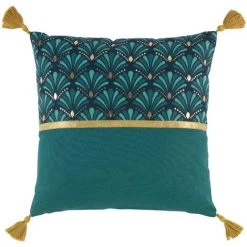 1001KDO POUR LA MAISON Coussin 40x40cm Metallise Art-Chic Bleu