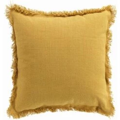 1001KDO POUR LA MAISON Coussin A Franges 45 X 45 Cm Vanina Jaune