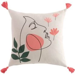 1001KDO POUR LA MAISON Coussin Pompons Visage Marisol