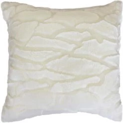 1001KDO POUR LA MAISON Coussin A Poil Doux 40 X 40 Cm Imitation Fourrure Ecaille Blanc