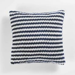 1001KDO POUR LA MAISON Coussin Flanelle Jacquard Denvers Bleu