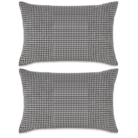INLIFE Jeu De Coussin 2 Pcs Velours 40 X 60 Cm Gris 2 INLIFE Jeu De Coussin 2 Pcs Velours 40 X 60 Cm Gris – Image 2