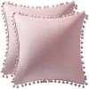Lot De 2 Housses De Coussin Decoration Chambre Doux Carré En Velours Couleur Unie Housses De Canapé Avec Les Ballons Moderne Pour Salon, 45x45cm, Rose Clair，Irisfr