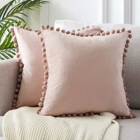 Lot De 2 Housses De Coussin Decoration Chambre Doux Carré En Velours Couleur Unie Housses De Canapé Avec Les Ballons Moderne Pour Salon, 45x45cm, Rose Clair,Irisfr 4 Lot De 2 Housses De Coussin Decoration Chambre Doux Carré En Velours Couleur Unie Housses De Canapé Avec Les Ballons Moderne Pour Salon, 45x45cm, Rose Clair,Irisfr – Image 4