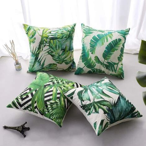 Housse De Coussin Animaux Fleurs La Vie Marine Plante Tropicale Taie D'oreiller Pour Canapé Maison Salon Chambre Décoration D'intérieur,45x45cm,Ensemble De 4 Pièces (Plante Tropicale ),Irisfr 3 Housse De Coussin Animaux Fleurs La Vie Marine Plante Tropicale Taie D'oreiller Pour Canapé Maison Salon Chambre Décoration D'intérieur,45x45cm,Ensemble De 4 Pièces (Plante Tropicale ),Irisfr â Image 3