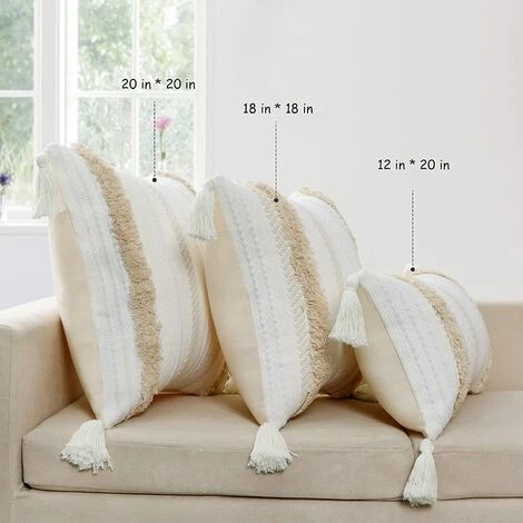 BEARSU Housses De Coussin Modernes - Simples Et Géométriques - Tricotées - Décoratives - Beige - Pour Canapé Et Salon 5 BEARSU Housses De Coussin Modernes - Simples Et Géométriques - Tricotées - Décoratives - Beige - Pour Canapé Et Salon – Image 5