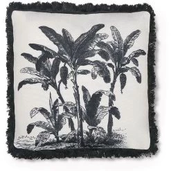 OZAIA Coussin Imprimé En Coton - 43 X 43 Cm MUMBAI - Noir Et Blanc - Noir, Blanc