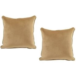 OZAIA Lot De 2 Coussins LUXE - Velours De Polyester - 45x45 Cm - Moutarde - Jaune Moutarde