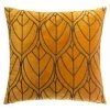 Coussin Déco Velours "Lur" 40x40cm Jaune Ocre FUIENKO