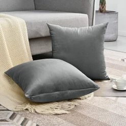 BENOBBY KIDS Lot De 4 Taies D'oreiller De Coussin, Taies D'oreiller Décoratives Grises, Oreiller De Canapé Gris Uni, Taies D'oreiller En Velours Doux, Housses De Coussin Carrées Pour Chaise De Canapé-lit, 45,72 X 45,72 Cm -France Coussin et housse de coussin Soldes Boutique 56069151 3
