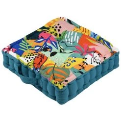 LOVELY CASA Coussin De Sol 45x45 Cm Popart Canard Coton - Bleu