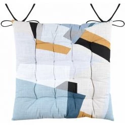 LOVELY CASA Lot De 4 Galettes De Chaise 16 Points 40x40 Quadro Bleu Coton - Bleu