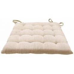 Coussin De Chaise 38 X 38 X 3 Cm Avec Liens Et 16 Coutures Matière Recyclée Beige Uni 38 X 38 Cm Ecru FUIENKO -France Coussin et housse de coussin Soldes Boutique 56121660 3