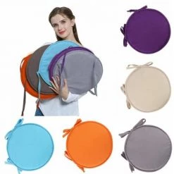 FUIENKO Bleu Ciel 30 Cm - Coussin De Chaise Rond Simple Et Confortable Avec Attaches De Sangle En Couleur Unie Décoration De La Maison