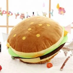 FUIENKO Cartoon Burger Coussin Canapé Hambourg Coussin Lombaire Simulation Alimentaire Creative 3D Peluche (40cm) -France Coussin et housse de coussin Soldes Boutique 56121717 4
