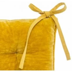 FUIENKO Coussin De Chaise En Velours De Coton - 38 X 38 Cm - Jaune Ocre -France Coussin et housse de coussin Soldes Boutique 56121732 3