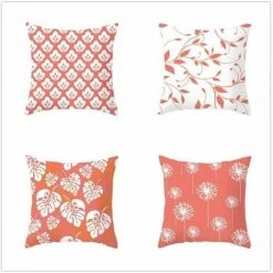 Set De 4 Déco Corail Feuille Carrée 40x40cm[507] FUIENKO