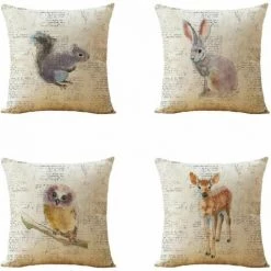 FUIENKO Housse Cerf Aquarelle 4 Housses De Coussin 45x45cm[745]