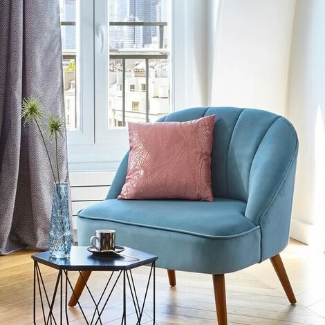 FALSE Coussin Décoratif En Velours Motif Tropical 40x40 Cm - Rose - Rose - SILUMEN 2 FALSE Coussin Décoratif En Velours Motif Tropical 40x40 Cm - Rose - Rose - SILUMEN – Image 2