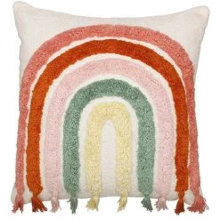 OZAIA Coussin Arc-en-ciel Fait Main En Coton ARCHY - 45 X 45 Cm - Multicolore - Multicolore