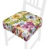 EMMEVI Coussin Pour Chaise En Coton Amovible Lavable Bande Élastique Fleuri Vif - Violet