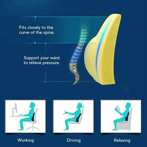 Doux Coussin De Dos En Mousse À Mémoire De Forme Dos Taille -BLEU FUIENKO 3 Doux Coussin De Dos En Mousse À Mémoire De Forme Dos Taille -BLEU FUIENKO – Image 3