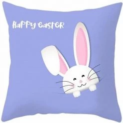 Lot De 4 Housses De Coussin Carré Décoratif-Lapin De Pâques Moderne Simplicité Bleu Violet 45x45cm FUIENKO -France Coussin et housse de coussin Soldes Boutique 56693509 4