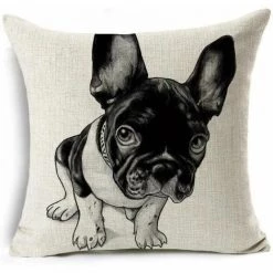 Lot De 4 Housses De Coussin Carré Décoratif-Bouledogue Français Noir Moderne Europe Du Nord Beige 50x50cm FUIENKO -France Coussin et housse de coussin Soldes Boutique 56694125 3
