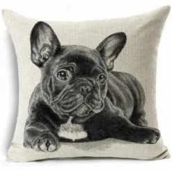 Lot De 4 Housses De Coussin Carré Décoratif-Bouledogue Français Noir Moderne Europe Du Nord Beige 50x50cm FUIENKO -France Coussin et housse de coussin Soldes Boutique 56694125 4