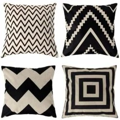 Housse De Coussin 4 Ensembles De Toile De Housse De Coussin Simple Vague Housse De Coussin Décoratif 40x40cm FUIENKO