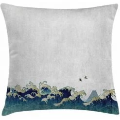 Housse De Coussin De Coussin De Vague Japonaise, 45x45CM FUIENKO