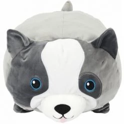 Paris Prix - Peluche Coussin Enfant "chien" 30cm Gris & Blanc
