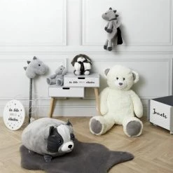 Paris Prix - Peluche Coussin Enfant "chien" 30cm Gris & Blanc -France Coussin et housse de coussin Soldes Boutique 57074705 4