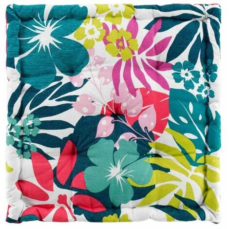 Paris Prix - Coussin De Sol Imprimé "hawai" 60x60cm Blanc 2 Paris Prix - Coussin De Sol Imprimé "hawai" 60x60cm Blanc – Image 2