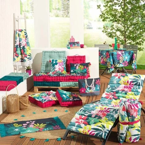 Paris Prix - Coussin De Sol Imprimé "hawai" 60x60cm Blanc 4 Paris Prix - Coussin De Sol Imprimé "hawai" 60x60cm Blanc – Image 4