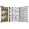 Paris Prix - Housse De Coussin "dorelia" 30x50cm Or & Blanc