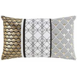 Paris Prix - Housse De Coussin "dorelia" 30x50cm Or & Blanc