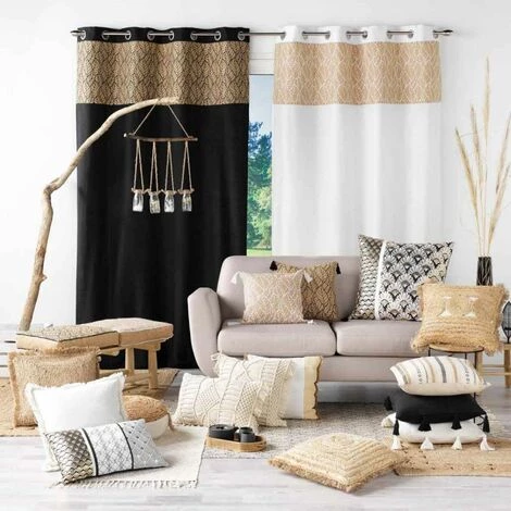 Paris Prix - Housse De Coussin "dorelia" 30x50cm Or & Blanc 3 Paris Prix - Housse De Coussin "dorelia" 30x50cm Or & Blanc – Image 3