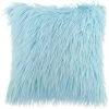 MACARON Housses De Coussin Décoratives Douces En Fourrure D'agneau Synthétique à Poils Longs - Pour Canapé (bleu Aqua, 45 X 45 Cm)LO-Ron