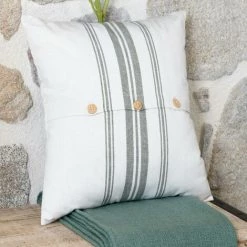 HOMEMAISON Coussin Déhoussable Esprit Tapissier Naturel 45 X 45 Cm - Naturel