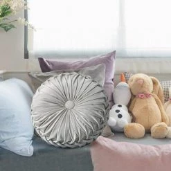 DENUOTOP Coussin Et Housse De Coussin Oreiller De Coussin De Sol Rond, Coussin De Méditation En Velours Oreiller De Méditation à Plis De Citrouille, Adapté Pour Canapé-lit, Décoration De Voiture, 14 Pouces (type E), P