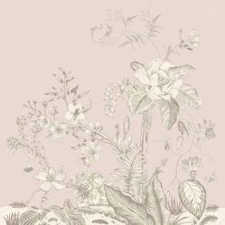 AG ART Coussin - Fleurs Blanches Sur Fond Rose - 45 Cm X 45 Cm - Multicolor