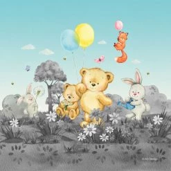 AG ART Coussin - Ourson, Renard, Lapin En Noir Et Blanc - 40 Cm X 40 Cm - Multicolor