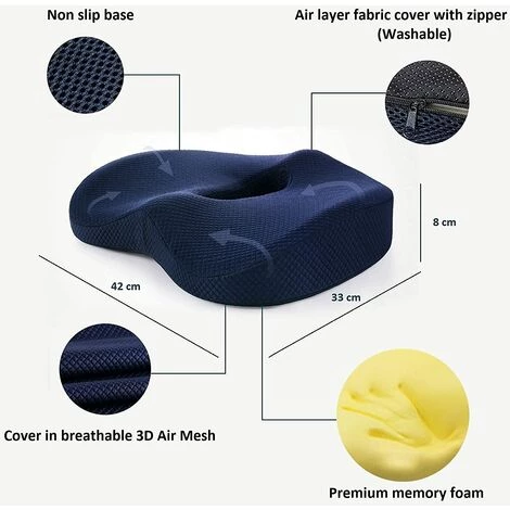 TINOR Coussin De Siège En Mousse à Mémoire, Orthopédique Pour Hemorroides, Coussin Coccyx Voiture, à La Maison, Au Bureau, Gamer, Sur Un Fauteuil Roulant, Coussin De Siège Lombaires, Mal De Dossier 4 TINOR Coussin De Siège En Mousse à Mémoire, Orthopédique Pour Hemorroides, Coussin Coccyx Voiture, à La Maison, Au Bureau, Gamer, Sur Un Fauteuil Roulant, Coussin De Siège Lombaires, Mal De Dossier – Image 4