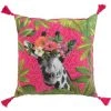 1001KDO POUR LA MAISON Coussin Pompons Girafe En Fleurs